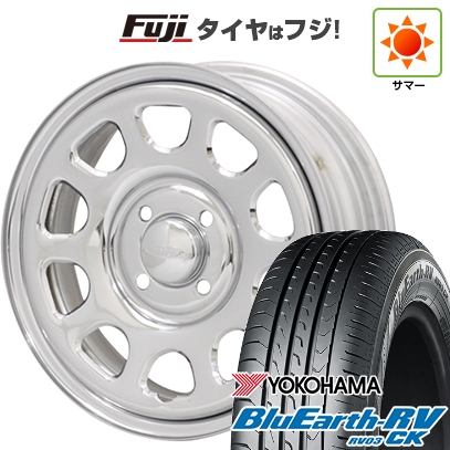 パンク保証付き 新品 アトレーワゴン 夏タイヤ ホイール4本セット 165/65R13 ヨコハマ ブルーアース RV-03CK モリタ デイトナズ G2 クローム 4.5J 13インチ