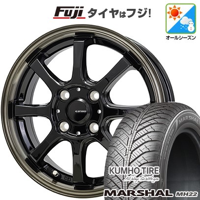 【新品国産車用 4穴100車】 オールシーズンタイヤ ホイール4本セット 195/55R16 クムホ マーシャル MH22(限定) ホットスタッフ ジースピード P-08 16インチ