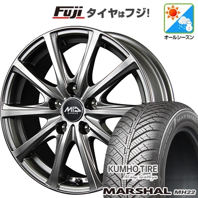 【新品】フリード 5穴/114 | オールシーズンタイヤ ホイール4本セット | 205/45R17 | マーシャル MH22(限定) | MID WHEELS V25 メタリックグレー | 7J 17インチ