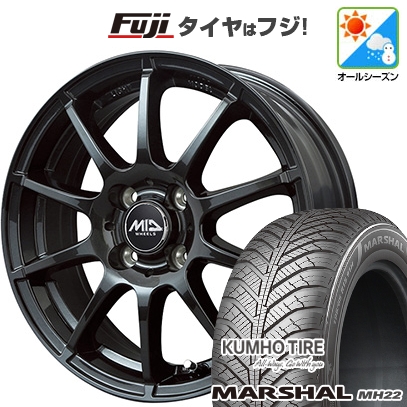 【新品国産車用 4穴100車】 オールシーズンタイヤ ホイール4本セット 185/65R15 クムホ マーシャル MH22 オールシーズン(限定) MID WHEELS スタッグ 15インチ