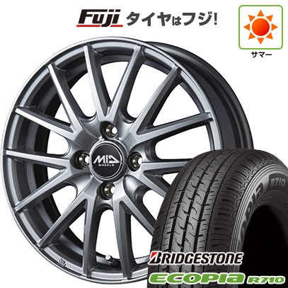 【新品 軽自動車】軽トラ 軽バン | 夏タイヤ ホイール4本セット | 145/80R12 80/78N | ブリヂストン エコピア R710 | MID WHEELS SQ27 | 4J 12インチ