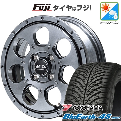 【パンク保証付き】N-BOX タント スペーシア | オールシーズンタイヤ ホイール4本セット | 165/55R15 | ブルーアース 4S AW21 | マッドエージェント 15インチ