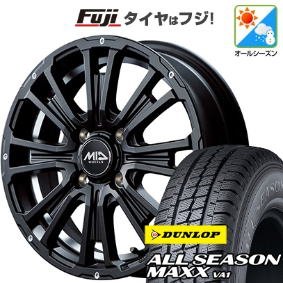 新品 軽トラ 軽バン オールシーズンタイヤ ホイール4本セット 145/80R12 80/78N DUNLOP オールシーズンMAXX VA1 MID WHEELS ガルシア SS リボルバーKC 12インチ