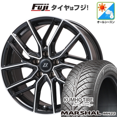 KUMHO - 【新品国産車用5穴114.3】 | オール時季タイア 銀輪4本仕かける | 235/55R18 | マーシャル MH22(押さえる) | ヴァレーゼ 黒いことポリッシュ 18in