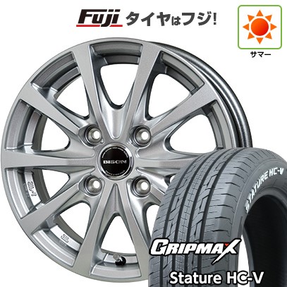 【新品 軽自動車】軽トラ 軽バン 夏タイヤ ホイール4本セット 145/80R12 80/78Q GRIPMAX スタチャー HC-V RWL（限定） ホットスタッフ バイソン BN-02 12インチ