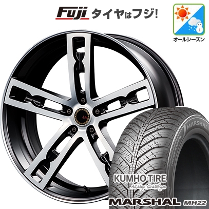新品国産車用 5穴114.3車 オールシーズンタイヤ ホイール4本セット 225/45R18 KUMHO マーシャル MH22(限定) エムズスピード ジュリア 555モノブロック 18インチ