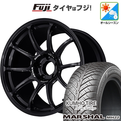 KUMHO - 【新品国産車用5穴114.3】 | オール時季タイア 銀輪4本仕かける | 225/45R18 | マーシャル MH22(押さえる) | ADVAN Racing RZ-F2 18in