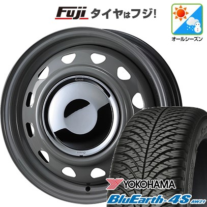 パンク保証付き 新品 軽自動車 N-BOX タント スペーシア オールシーズンタイヤ ホイール4本セット 155/65R14 ブルーアース 4S AW21 ネオキャロ 14インチ