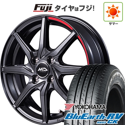 【パンク保証付き】【新品】N-BOX タント スペーシア 夏タイヤ ホイール4本セット 155/65R14 ヨコハマ ブルーアース RV-03CK MID WHEELS RX810 4.5J 14インチ