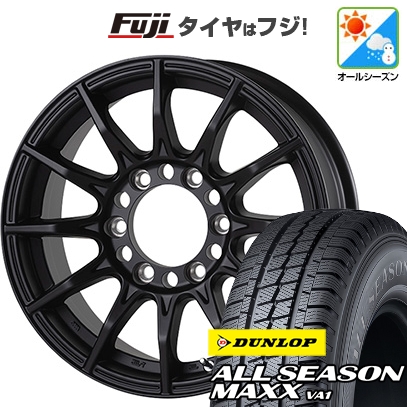 【新品】ハイエース200系 オールシーズンタイヤ ホイール4本セット 195/80R15 107/105N DUNLOP オールシーズンMAXX VA1 ゴジゲン ブラックマン G I 15インチ
