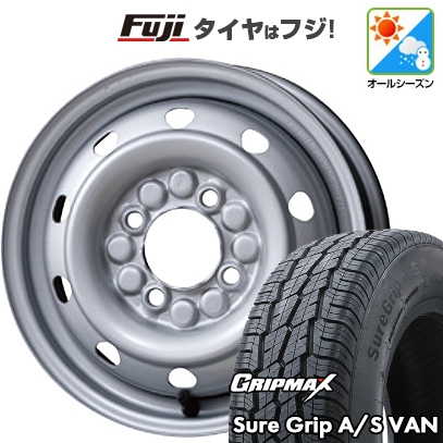 【新品】軽トラ 軽バン オールシーズンタイヤ ホイール4本セット 145/80R12 80/78T GRIPMAX SureGrip A/S VAN トピー スチールホイル M74 3.5J 12インチ