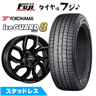 パンク保証付き【新品】プジョー3008 2017- スタッドレスタイヤ ホイール4本セット 225/55R18 ヨコハマ アイスガード8 エイトIG80 MAK アポロ 7.5J 18インチ