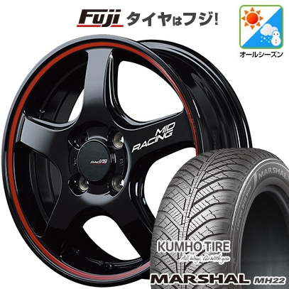 【新品国産車用4穴100】 | オールシーズンタイヤ ホイール4本セット | 195/55R16 | クムホ マーシャル MH22(限定) | MID RACING R50 | 6J 16インチ