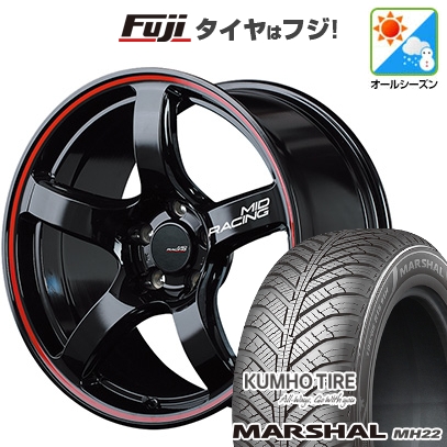 【新品国産車用5穴114.3】 | オールシーズンタイヤ ホイール4本セット | 235/55R18 | マーシャル MH22(限定) | MID WHEELS MID RACING R50 | 8J 18インチ