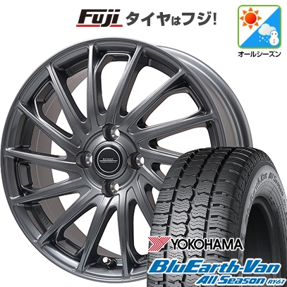 軽トラ 軽バン | オールシーズンタイヤ ホイール4本セット | 145/80R12 80/78N | ブルーアース Van RY61 | エステローザ EST-7F ディープグレー 12インチ