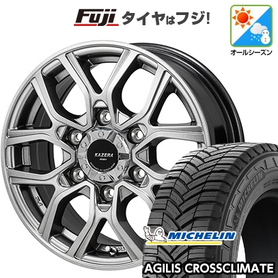 【新品】ハイエース200系 | オールシーズンタイヤ ホイール4本セット | 195/80R15 108/106S | アジリス クロスクライメート | カゼラH301 15インチ