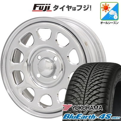 【パンク保証付き】N-BOX タント | オールシーズンタイヤ ホイール4本セット | 165/55R15 | ブルーアース 4S AW21 | モリタ デイトナズ G2 クローム 15インチ