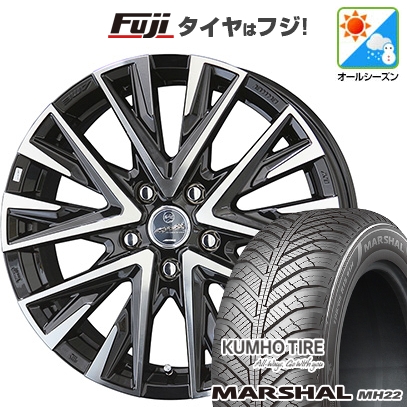 新品国産車用 5穴100車 オールシーズンタイヤ ホイール４本セット 215/45R17 クムホ マーシャル MH22 オールシーズン(限定) 共豊 スマック レジーナ 17インチ