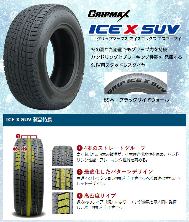 【新品】RAV4/ハリアー用 スタッドレスタイヤ ホイール4本セット 225/65R17 グリップマックス アイスX SUV BSW 2023年製 L-Fラウンジ(平座ナット仕様) 17インチ｜fujicorporation｜03