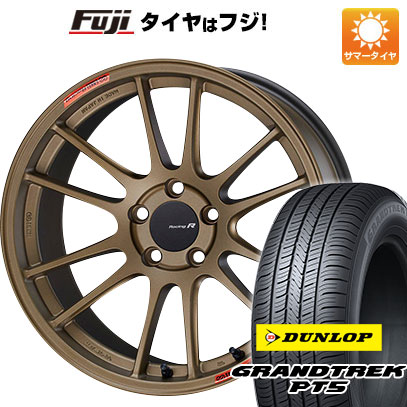 【新品国産5穴114.3車】 夏タイヤ ホイール４本セット 225/60R18 ダンロップ グラントレック PT5 エンケイ GTC01 RR チタニウムゴールド 18インチ :fuji 1341 150821 40821 40821:フジコーポレーション