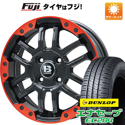 【新品国産4穴100車】 夏タイヤ ホイール4本セット 195/50R16 ダンロップ エナセーブ EC204 ビッグウエイ B-LUGNAS FRD(マットブラック/レッドリム) 16インチ｜fujicorporation