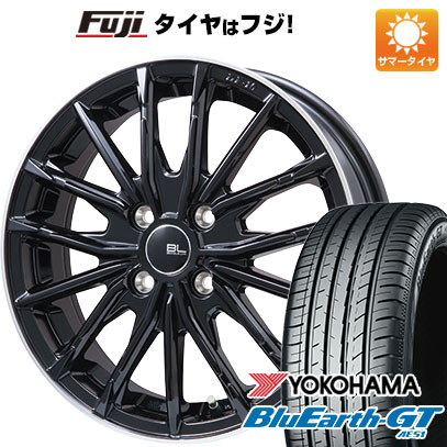 【新品国産4穴100車】 夏タイヤ ホイール4本セット 205/45R17 ヨコハマ ブルーアース GT AE51 ブランドルライン DF-10M グロスブラック/リムポリッシュ 17インチ｜fujicorporation