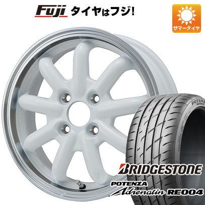 【新品 軽自動車】夏タイヤ ホイール4本セット 165/55R15 ブリヂストン ポテンザ アドレナリン RE004 ストレンジャーKST-9改 ホワイト/リムポリッシュ 15インチ｜fujicorporation