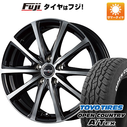 【新品国産5穴114.3車】 夏タイヤ ホイール4本セット 205/65R16 トーヨー オープンカントリー A/T EX MID ユーロスピード V25 ブラックポリッシュ 16インチ｜fujicorporation