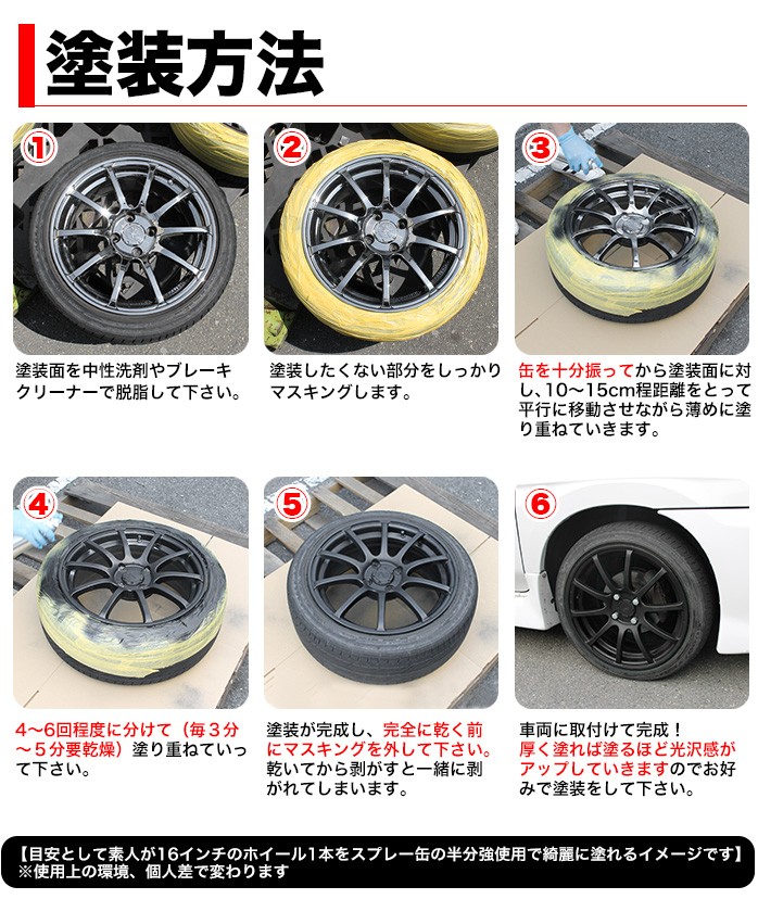 ラバースプレー 剥がせる 艶あり グロスタイプ 黒 白 赤 黄 青 茶