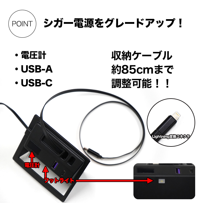 デリカ D5 D:5 増設電源 ユニット USB PD 高速充電 シガー QC3.0