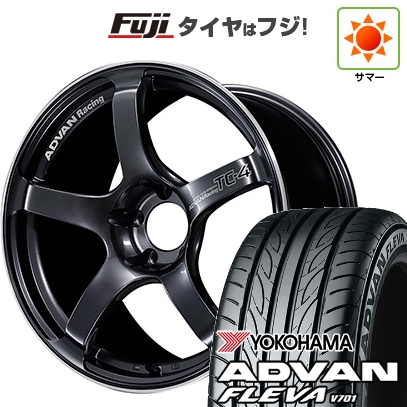 ADVAN - 【新品国産車用 5穴100車】 夏タイア 銀輪4本仕かける 215/40R18 ヨコハマ 広告業ヴァン フレバV701 ヨコハマ アドバンレーシング TC-4 18in