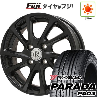 【新品 軽自動車】 夏タイヤ ホイール4本セット 165/55R14 ヨコハマ PARADA PA03 ブラックレター ブランドルライン ボレアノ10 14インチ