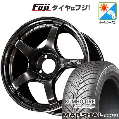【新品国産車用 4穴100車】 オールシーズンタイヤ ホイール4本セット 185/65R15 マーシャル MH22(限定) YOKOHAMA アドバンレーシング TC-4 15インチ