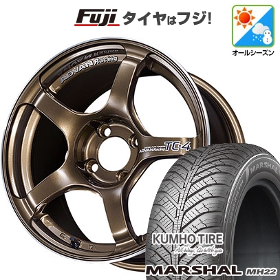 【新品国産車用 4穴100車】 オールシーズンタイヤ ホイール4本セット 185/65R15 マーシャル MH22(限定) YOKOHAMA アドバンレーシング TC-4 15インチ