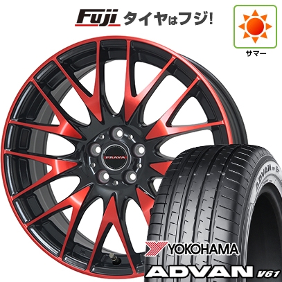 【新品国産車用5穴114.3】 | 夏タイヤ ホイール4本セット | 255/45R20 | ヨコハマ アドバン V61 | ビッグウエイ レイシーン プラバ9M(レッドクリア) | 20インチ