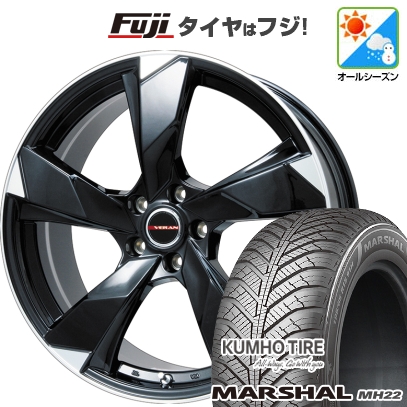 新品国産車用5穴114.3 | オールシーズンタイヤ ホイール4本セット | 215/65R16 | マーシャル MH22(限定) | ヴェランV(グロスブラック/リムポリッシュ) 16インチ