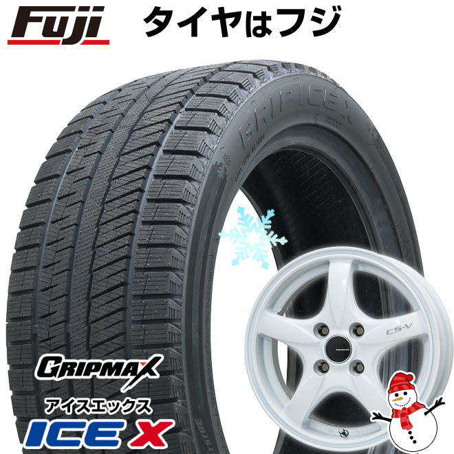 【新品国産車用 4穴100車】 スタッドレスタイヤ ホイール４本セット 185/60R15 グリップマックス アイスX BSW ブラックサイドウォール(限定) CS-V 15インチ