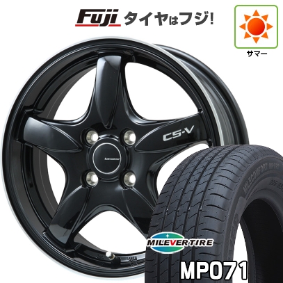 新品国産車用4穴100 | 夏タイヤ ホイール4本セット | 185/65R15 | ミレバー ミレコンフォート MP071 | CS-V(グロスブラック/リムポリッシュ) | 15インチ