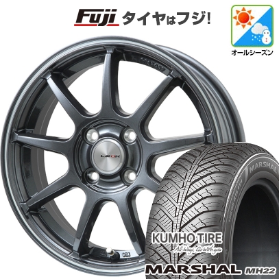 【新品国産車用4穴100】 | オールシーズンタイヤ ホイール4本セット | 195/55R16 | クムホ マーシャル MH22(限定) | LMスポーツ LM-QR | 6J 16インチ