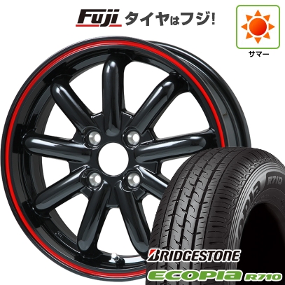 軽トラ 軽バン | 夏タイヤ ホイール4本セット | 145/80R12 80/78N | エコピア R710 | ストレンジャーKST-9改 ブラック/レッドライン | 3.5J 12インチ