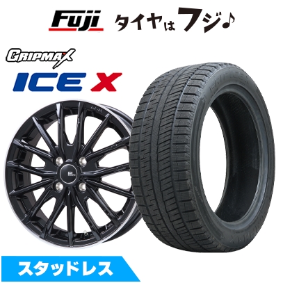 【新品】フリード 5穴/114 スタッドレスタイヤ ホイール４本セット 185/65R15 GRIP MAX アイスX BSW ブラックサイドウォール(限定) DF-10M 15インチ