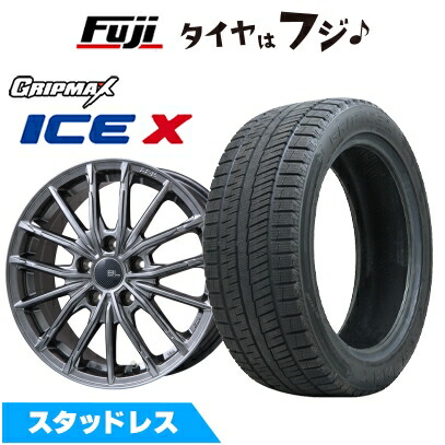 【新品国産車用 5穴114.3車】 スタッドレスタイヤ ホイール４本セット 225/50R18 GRIP MAX アイスX BSW ブラックサイドウォール(限定) DF-10M 18インチ