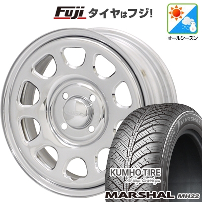 【新品】エブリイワゴン オールシーズンタイヤ ホイール4本セット 155/70R13 クムホ マーシャル MH22(限定) モリタ デイトナズ G2 クローム 4.5J 13インチ