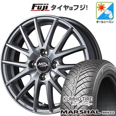 KUMHO - 【新品国産車用 4穴100車】 オール時期タイア 車輪4本仕掛ける 165/70R14 クムホ マーシャル MH22 オール時期(押さえる) MID WHEELS SQ27 14in 自動車-車、バイク、自転車-タイヤ、ホイール
