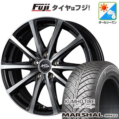 【新品国産車用5穴114.3】 | オールシーズンタイヤ ホイール4本セット | 215/65R16 | クムホ マーシャル MH22(限定) | V25 ブラックポリッシュ | 6.5J 16インチ