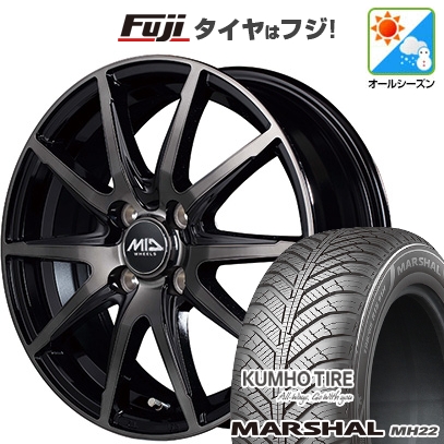 【新品国産車用 4穴100車】 オールシーズンタイヤ ホイール4本セット 185/65R15 クムホ マーシャル MH22 オールシーズン(限定) MID WHEELS DR-02 15インチ