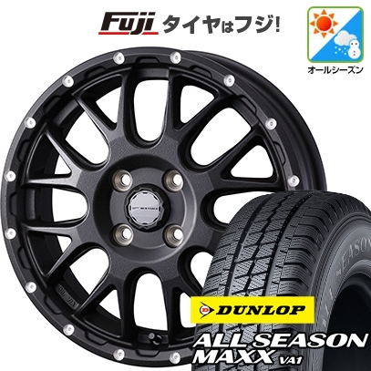 【新品 軽自動車】軽トラ 軽バン オールシーズンタイヤ ホイール４本セット 145/80R12 80/78N ダンロップ ASMAXX VA1 ウェッズ マッドヴァンス 08 12インチ