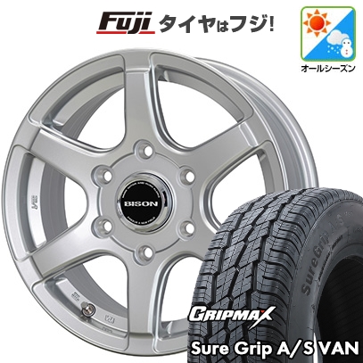 【新品】ハイエース200系 オールシーズンタイヤ ホイール4本セット 195R15C 107/105T シュアグリップ オールシーズン Van(限定) バイソン BN-04 15インチ