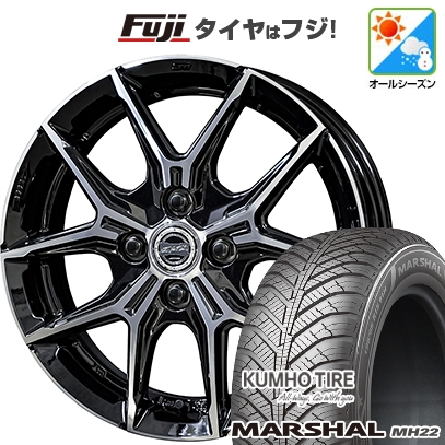 【新品国産車用 4穴100車】 オールシーズンタイヤ ホイール4本セット 185/65R15 クムホ マーシャル MH22 オールシーズン(限定) 共豊 スマック +EK M1 15インチ