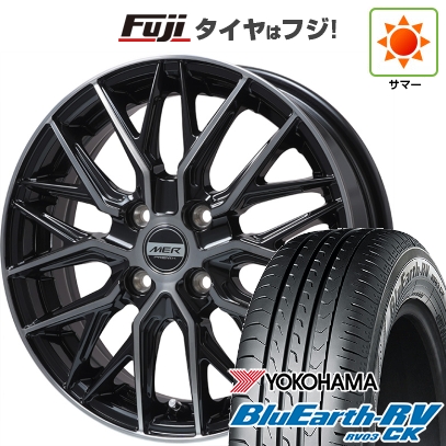パンク保証付き 新品 エブリイワゴン 夏タイヤ ホイール4本セット 165/60R14 ヨコハマ ブルーアース RV-03CK プレミックス MER XMESH 4.5J 14インチ